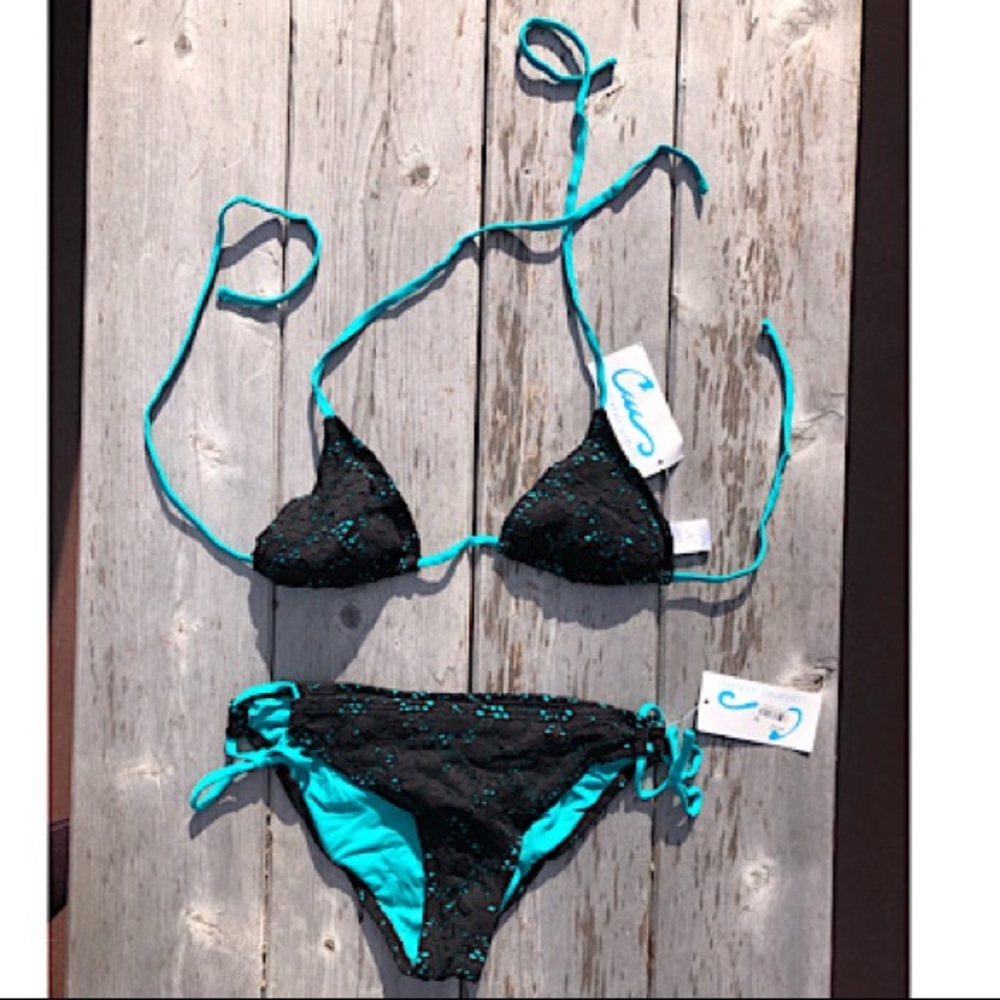🌊California waves black crochet bikini size M🌊
